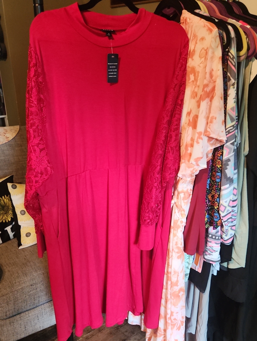 Torrid 4 Red Lace-Sleeve Swing Dress